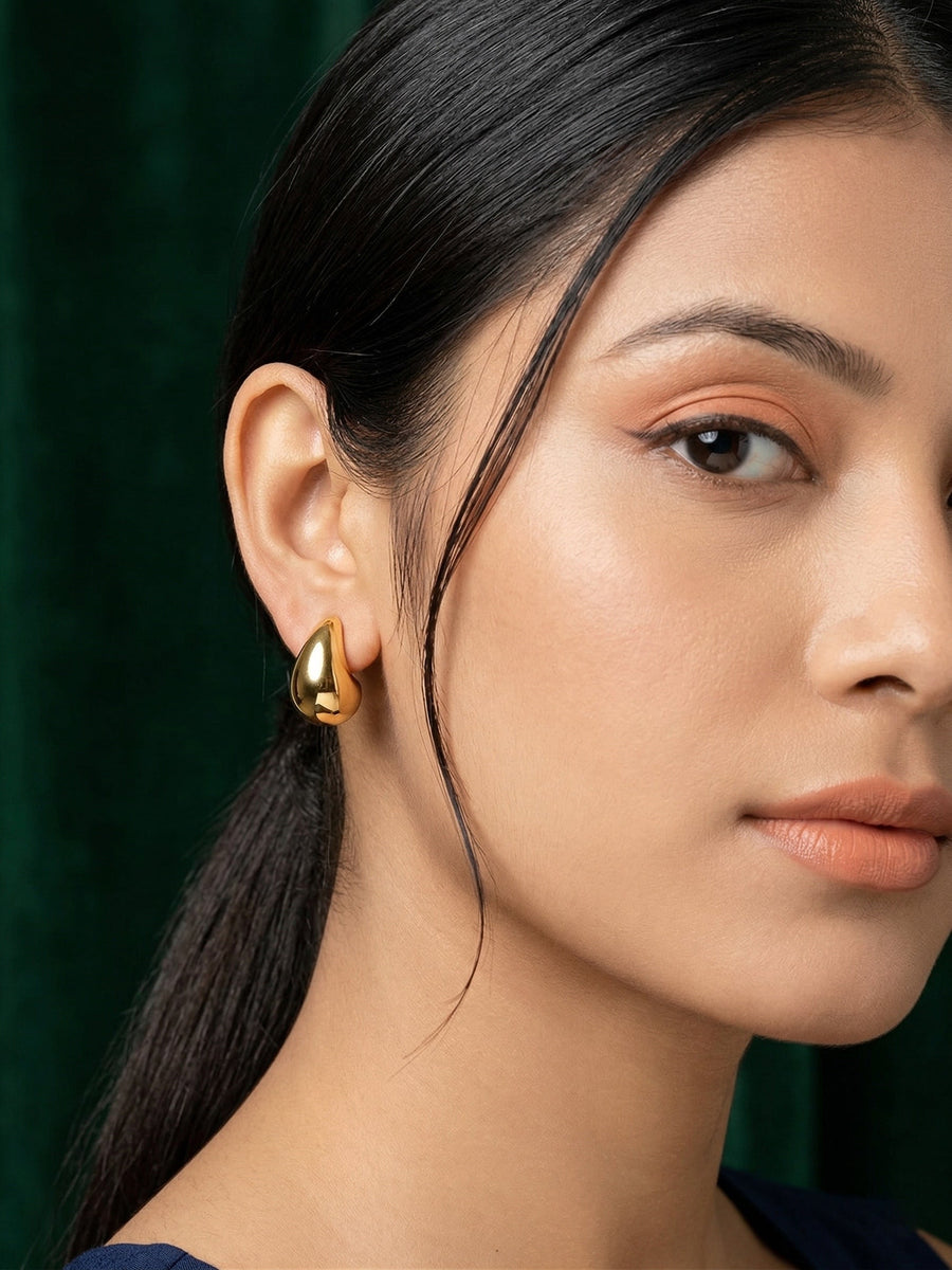 Gold Plated Contemporery Teadrop Hoops