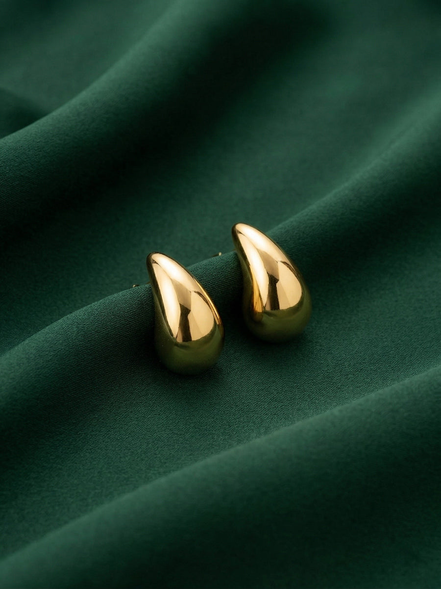 Gold Plated Contemporery Teadrop Hoops