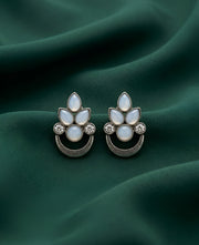 Silver Plated Oxidized With Beaded Earrings