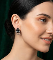 Silver Plated Oxidized With Beaded Earrings
