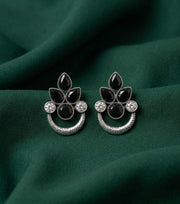 Silver Plated Oxidized With Beaded Earrings