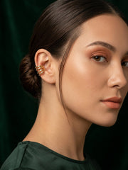 Gold Plated Contemporary Ear Cuff Earrings