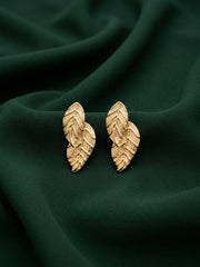 Gold Plated Leaf Design Trendy Earrings