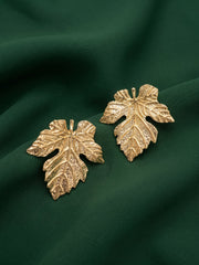 Gold Plated Leaf Design Trendy Earrings