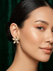 Gold Plated Contemporery Flower Earrings