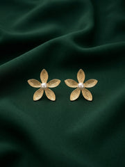 Gold Plated Contemporery Flower Earrings