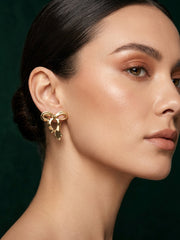 Gold Plated Trendy Bow Earrings