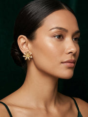 Gold Plated Contemporery Flower Earrings