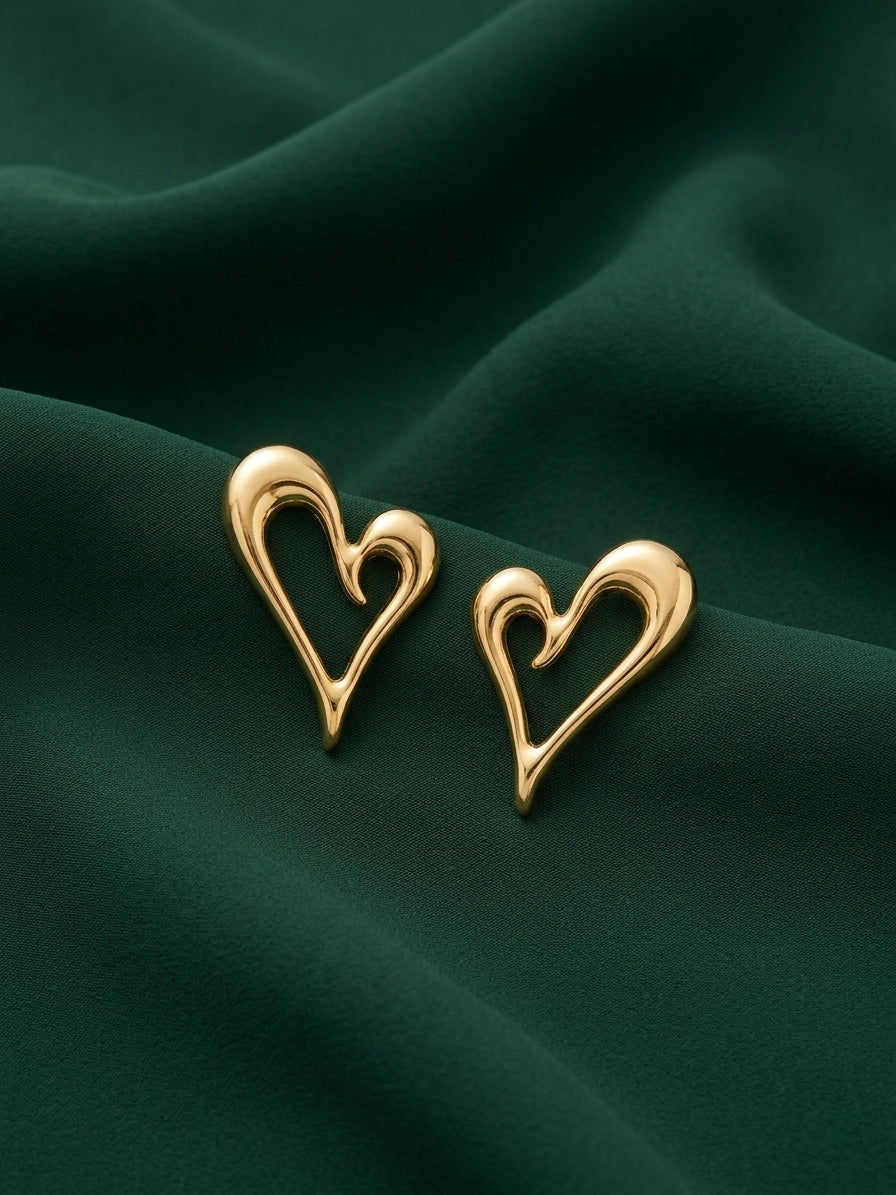 Gold Plated Heart Design Earrings