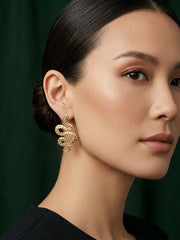 Gold Plated Contemporery Snake Design Earrings