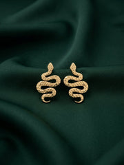 Gold Plated Contemporery Snake Design Earrings