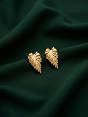 Gold Plated Leaf Design Trendy Earrings