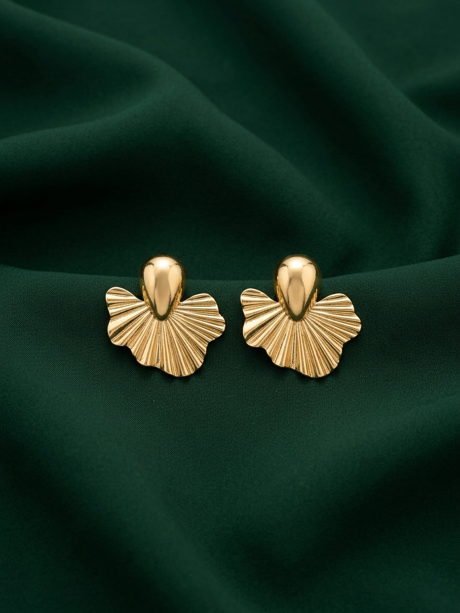 Gold Plated Contemporery Flower Earrings