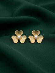 Gold Plated Contemporery Flower Earrings