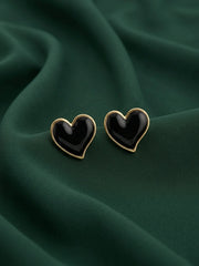 Trendy Black Heart Shaped Earrings