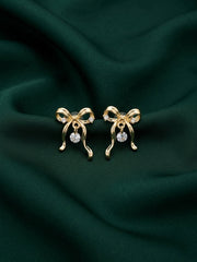 Gold Plated Contemporery Bow Earrings