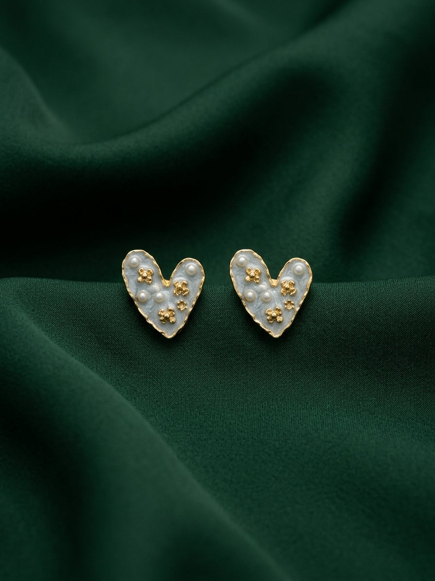 Trendy Blue Heart Shaped Earrings