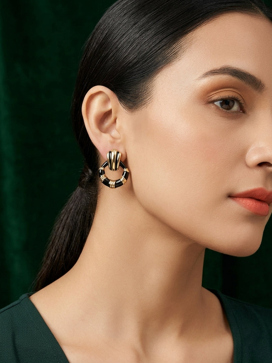 Gold Plated Contemporery Bow Earrings