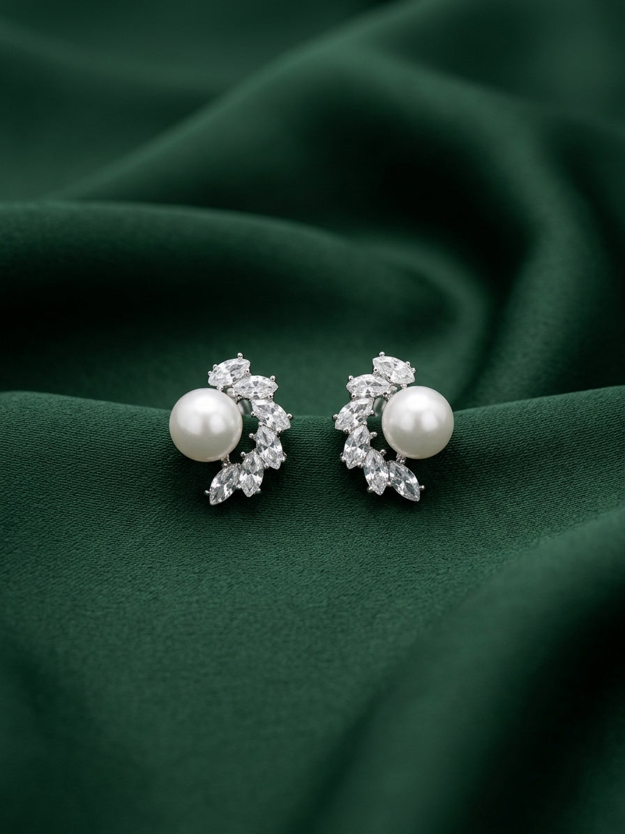 Silver Plated Pearl Mini Studs