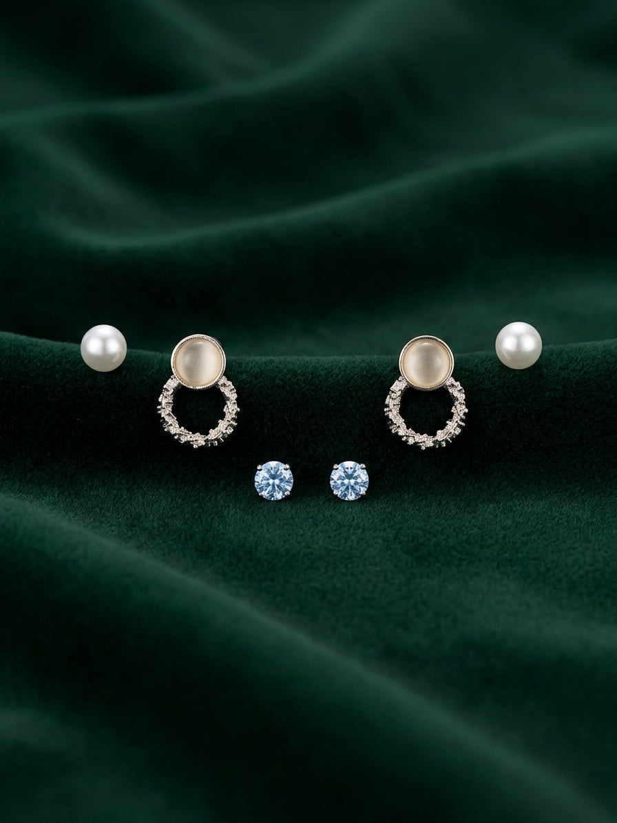 Set Of 3 Silver Plated Mini Studs