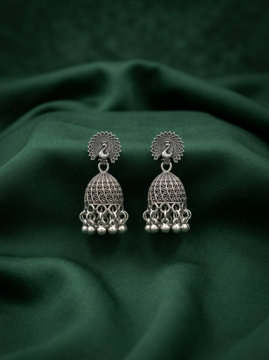 Silver Plated Oxidized Ethnic Jhumka