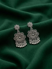 Silver Plated Oxidized Drop Earrings