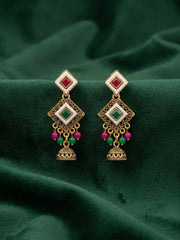 Gold Oxidized With Beaded Indo-Western Jhumki