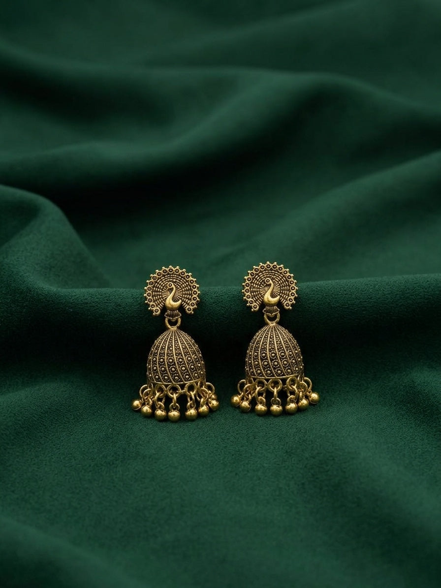 Gold Oxidized Indo-Western Jhumka