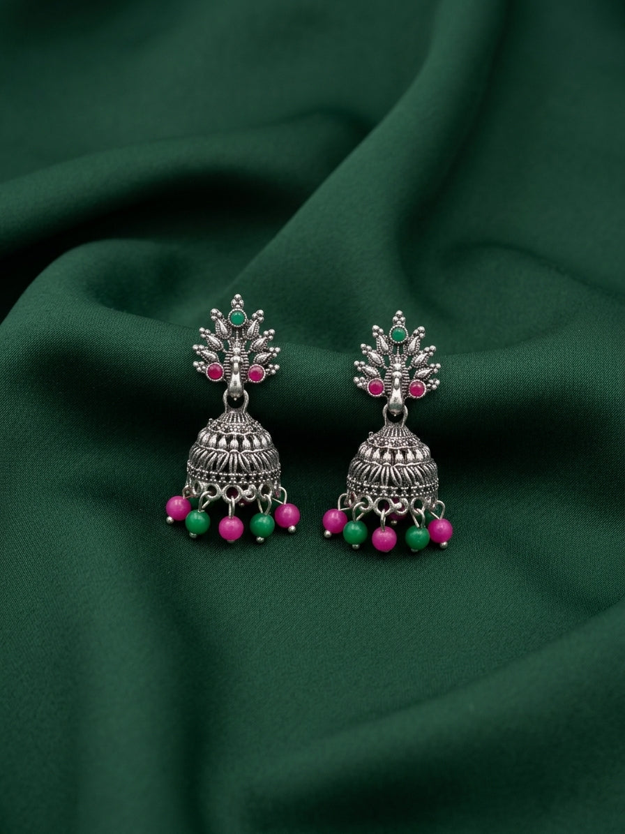 Silver Plated Oxidized Ethnic Jhumka