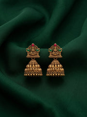 Gold Oxidized With Beaded Indo-Western Jhumki