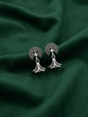 Silver Plated Oxidized Peacock Earrings