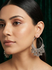 Silver Plated Oxidized Balli Earrings