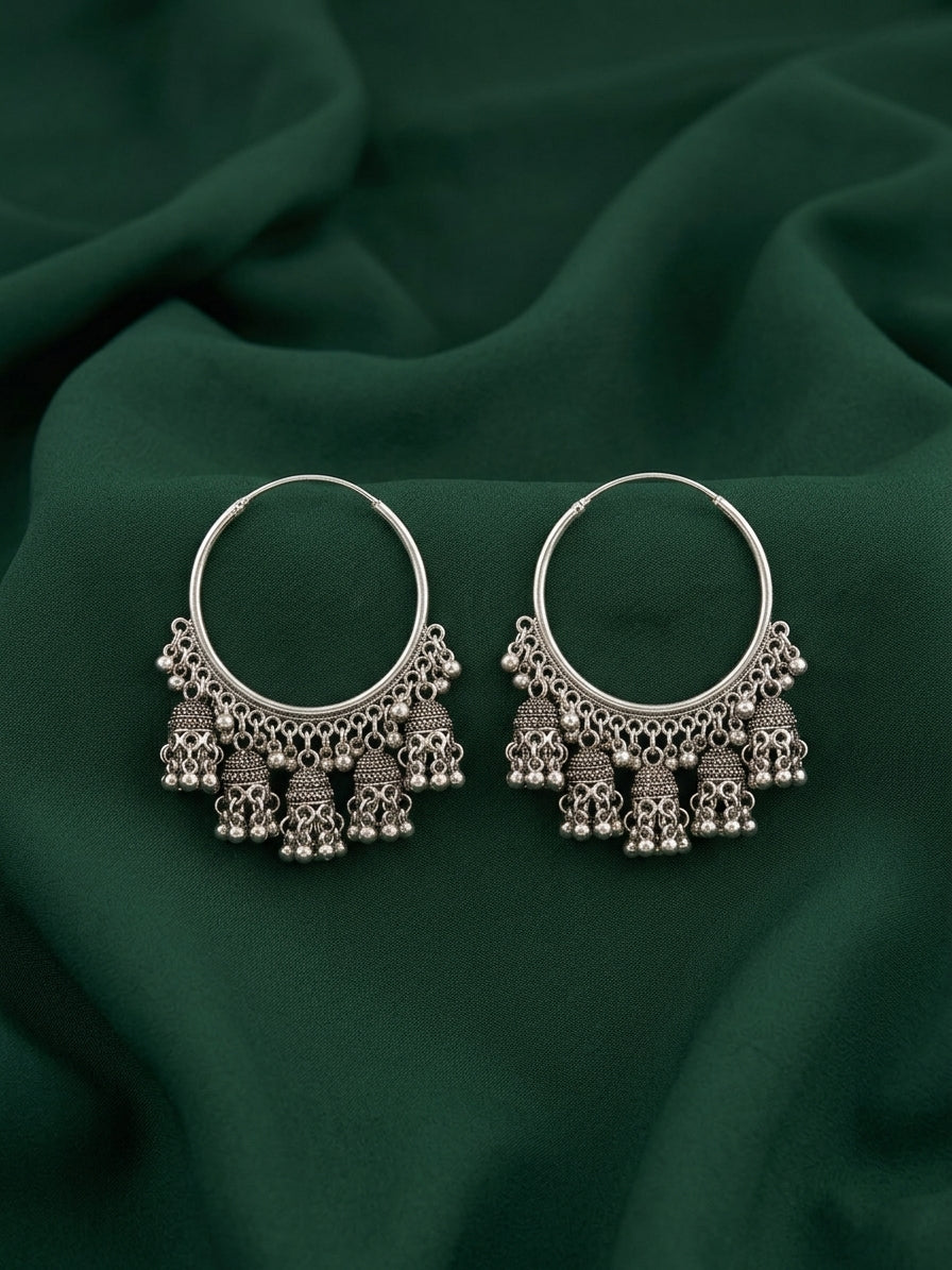 Silver Plated Oxidized Balli Earrings