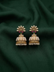 Gold Oxidized With Beaded Indo-Western Jhumki