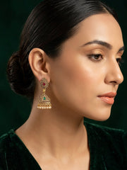 Gold Oxidized With Beaded Indo-Western Jhumki