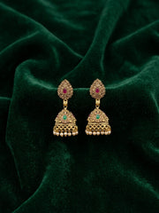 Gold Oxidized With Beaded Indo-Western Jhumki