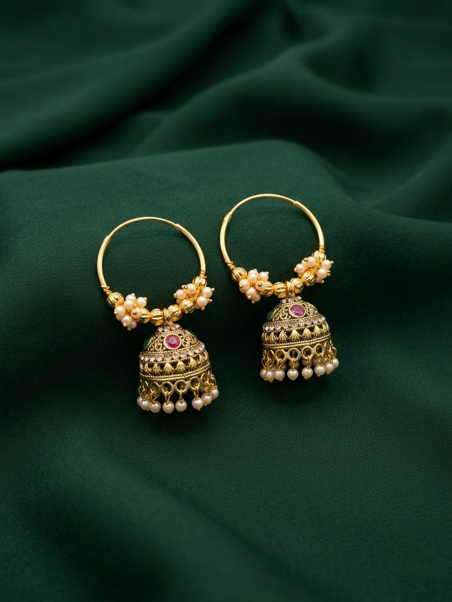 Gold Oxidized With Beaded Indo-Western Ballis
