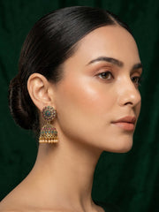 Gold Oxidized With Beaded Indo-Western Jhumki