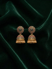 Gold Oxidized With Beaded Indo-Western Jhumki