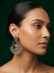 Silver Plated Oxidized Drop Earrings