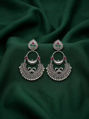 Silver Plated Oxidized Drop Earrings