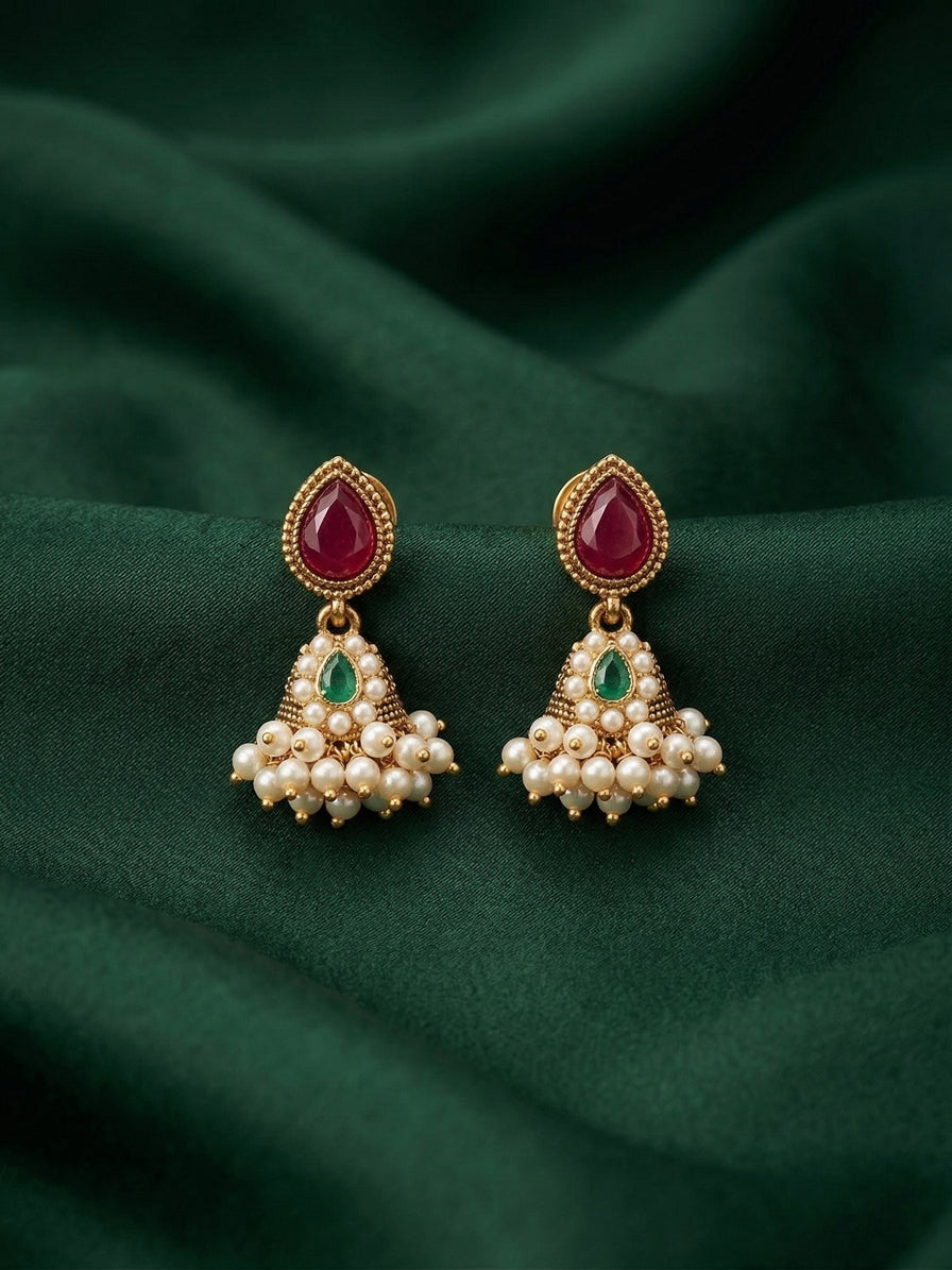 Gold Plated Fancy Beaded Earrings