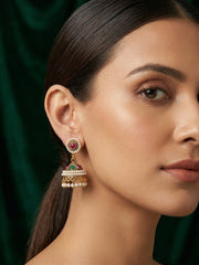 Gold Oxidized With Beaded Indo-Western Jhumki