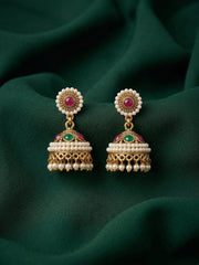 Gold Oxidized With Beaded Indo-Western Jhumki