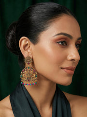 Gold Oxidized With Beaded Indo-Western Earrings
