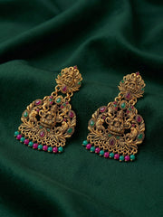 Gold Oxidized With Beaded Indo-Western Earrings