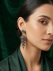 Silver Plated Oxidized Drop Earrings