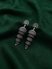 Silver Plated Oxidized Drop Earrings
