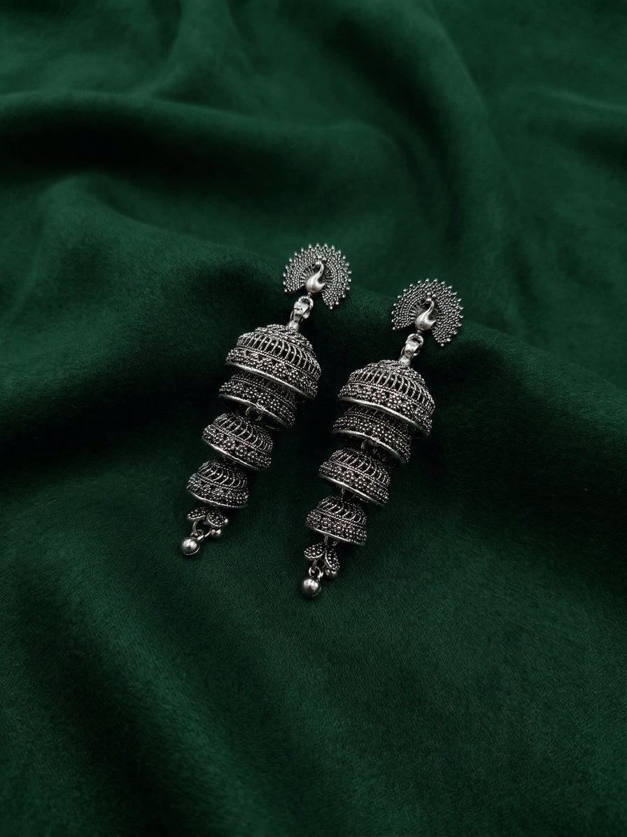 Silver Plated Oxidized Drop Earrings