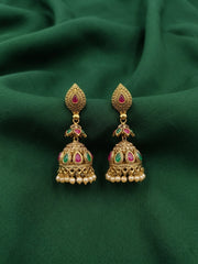 Gold Oxidized With Beaded Indo-Western Jhumki